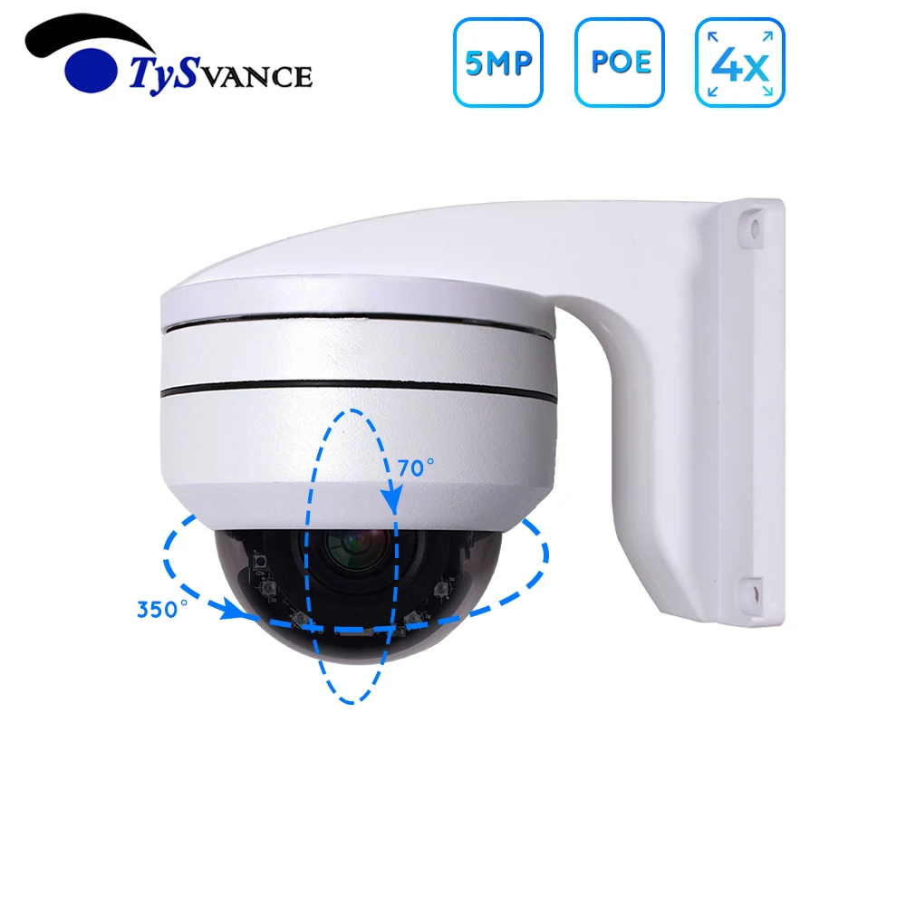 PoE HD 1080P 2MP 5MP ИК Крытый Мини CCTV безопасности PTZ купольная камера 2.0MP 4X оптический зум H.265 Onvif домашнее наблюдение IP камера