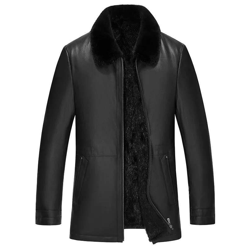 Мужская кожаная куртка зимние женские Куртки из натуральной кожи пальто