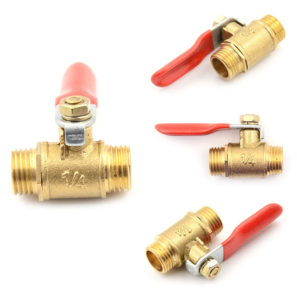 

1/4'' PT Male 12mm Threaded to 8mm Hose Lever Handle Brass Metal Ball Valves DIY Home Tools