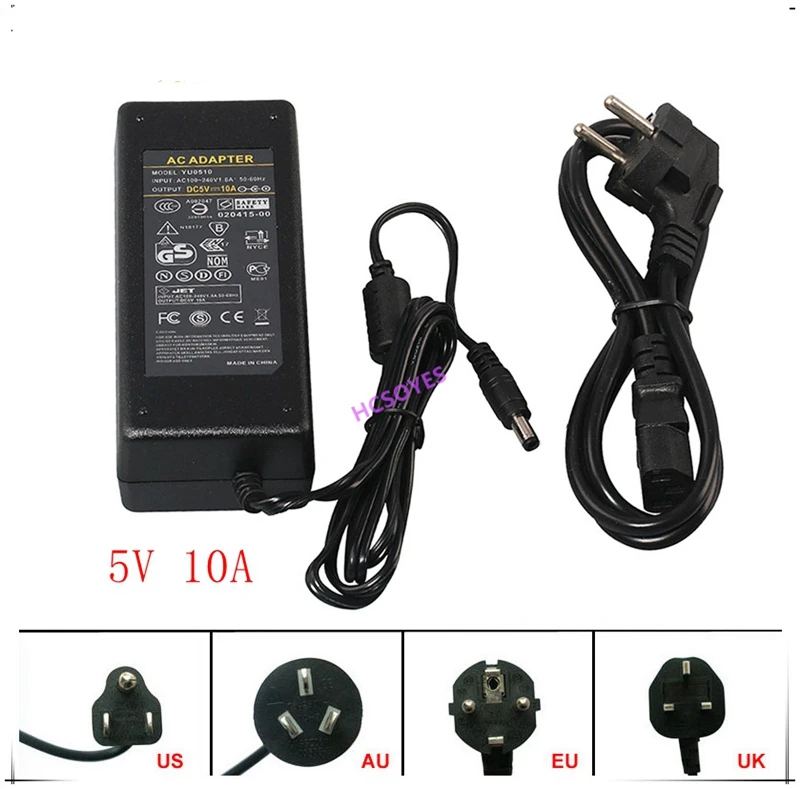 Светодиодный адаптер питания DC5V 1A 2A 3A 4A 6A 8A 10A US/EU/UK/AU PLUG 10 Вт/20 Вт/30 Вт/40 Вт/50 Вт для ws2812b светодиодный драйвер