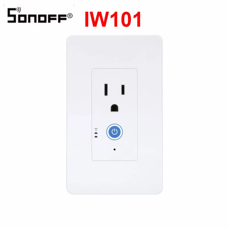 Sonoff IW101 SONOFF IW100 US Wi-Fi настенная розетка с вилкой 15A 1800 Вт умный настенный переключатель для мониторинга мощности приложение Голосовая LAN пульт дистанционного управления работает с Alexa - Комплект: Sonoff IW101