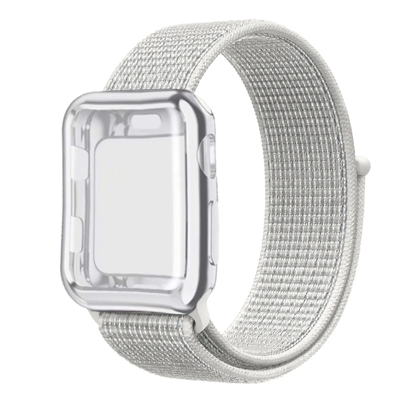 Спортивный ремешок+ чехол для Apple Watch 38 мм 42 мм 40 мм 44 мм iWatch 5 4 3 2 спортивный Браслет Apple watch 4 чехол Защита экрана - Цвет ремешка: Summit White