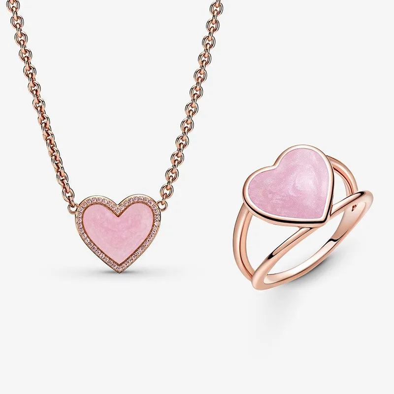 

Original 925 Sterling Silver Rose Gold Pink Vortex Pattern Love Pan Necklace Suitable For Women's Wedding Diy Jewelry