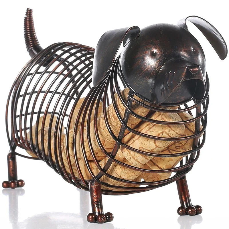 Металлическая статуя животного такса винный пробковый контейнер современный