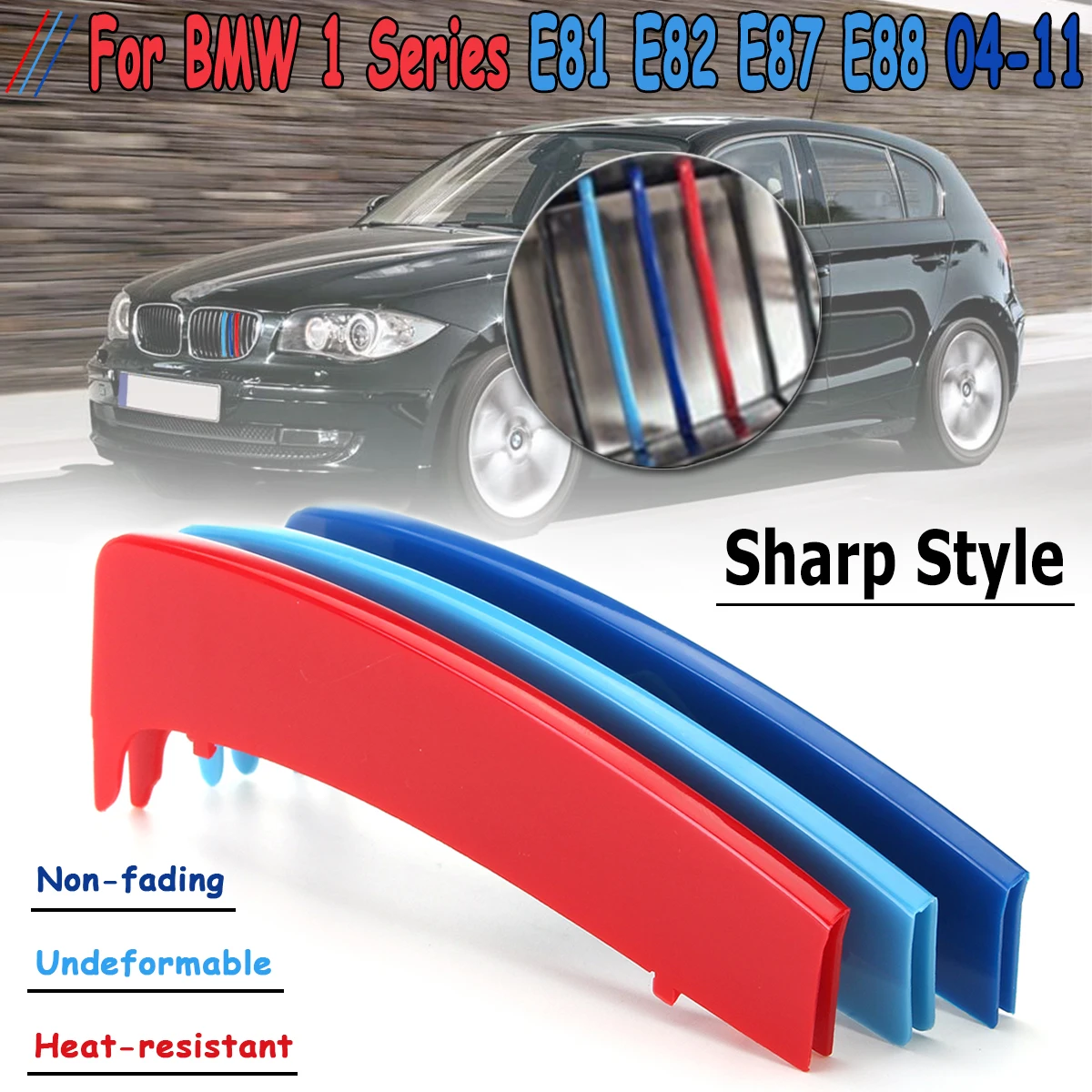 3D спортивная цветная решетка для гриля Накладка BMW 1 серии E81 E82 E87 E88 2004 2005 2006 2007 2008