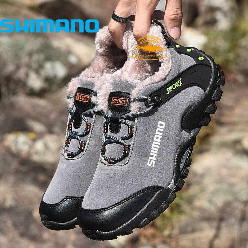 

Мужские Водонепроницаемые ботинки для рыбалки Shimano, теплая зимняя обувь Martin с бархатной подкладкой, нескользящая износостойкая обувь для а...