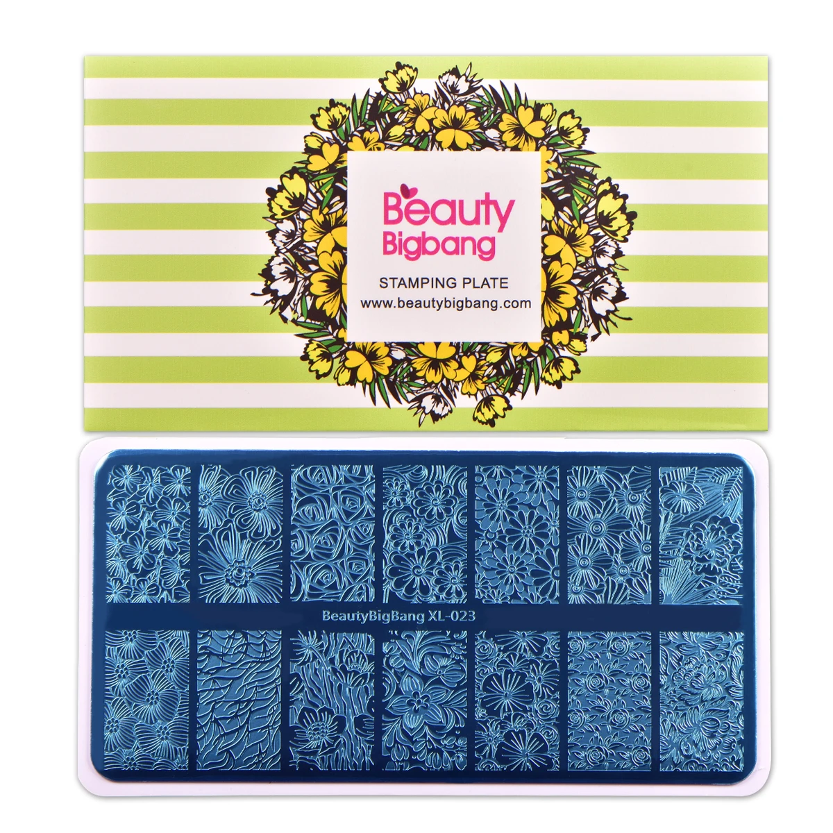BeautyBigBang пластина для стемпинга для нейл-арта цветочный узор прямоугольник шаблон для ногтей трафаретные ГВОЗДИ Художественные аксессуары BBB XL-023