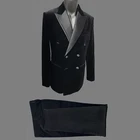 Роскошные черные бархатные мужские костюмы, двубортный свадебный смокинг для жениха, мужской облегающий блейзер для выпусквечерние вечера и вечеринки, 2 предмета