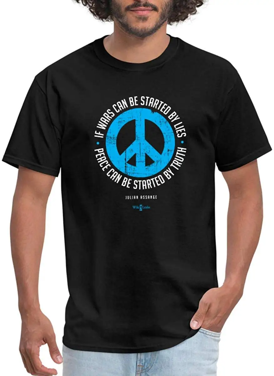 WikiLeaks Assange Peace by Truth Мужская футболка унисекс wo |