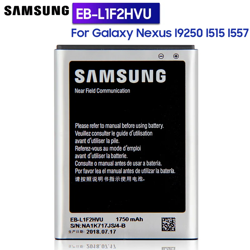 Оригинальная запасная аккумуляторная батарея для Samsung Galaxy Nexus I9250 I557 I515 телефона