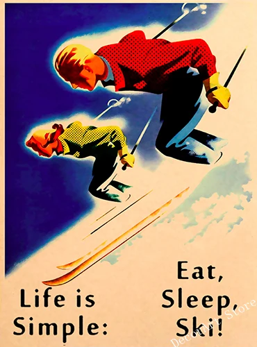 Искусство катания на лыжах в Австралии Франции холст живопись катание винтажные