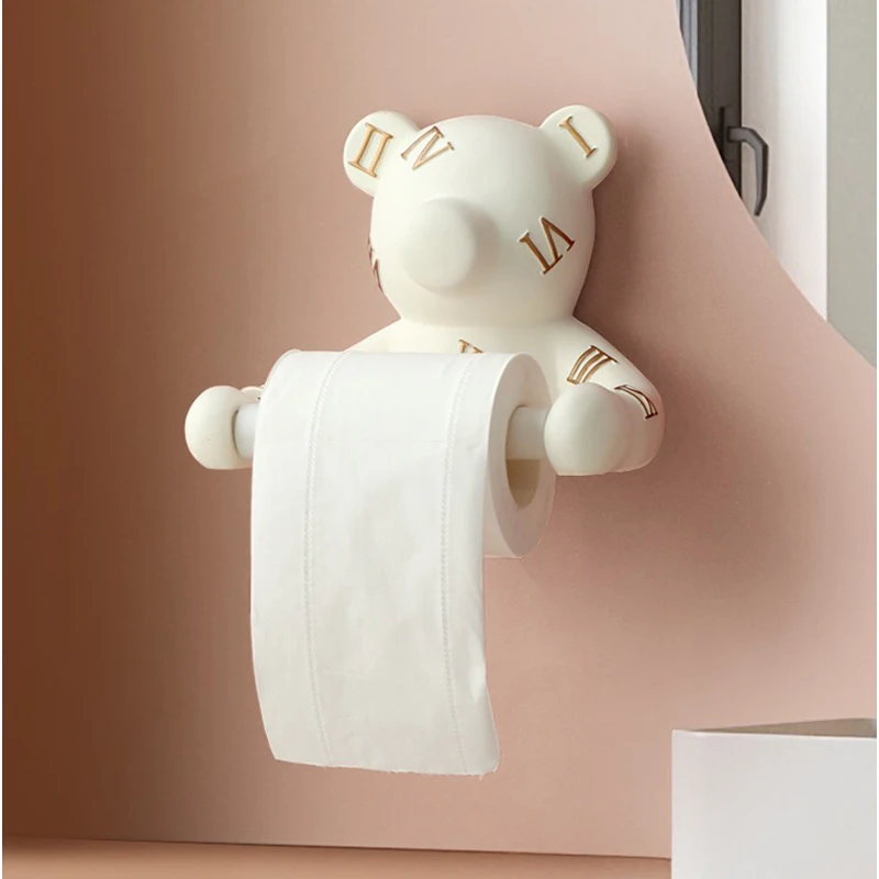 

BEAR WALL MOUNTED TISSUE BOX HOLDER DECOR ANIMAL HEAD STATUS TISSUE PAPER ROLL TOILET TISSUE HOLDER