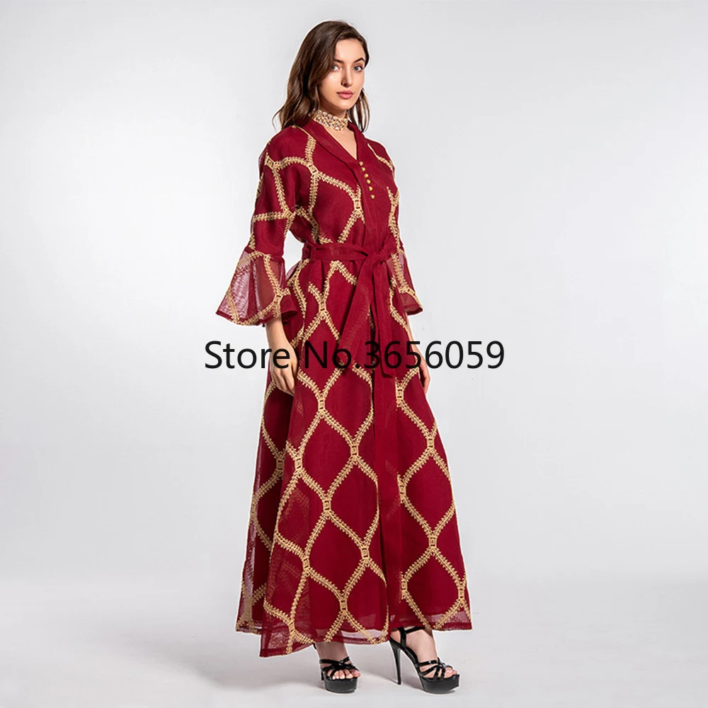 Платья для женщин Abaya Дубай Турция мусульманское Сетчатое платье кафтан