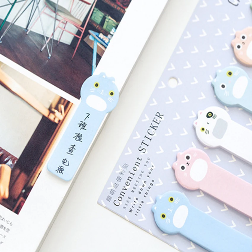 1 упак./лот Kawaii cat memo pad Cute Bule Pink White kitties stick marker Nice paper Мультяшные стикеры