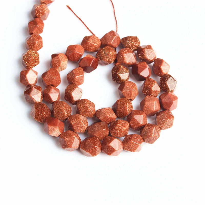 

Lingxiang naturally carves small flat goldstone loose beads for jewelry DIY stone bracelets and necklaces