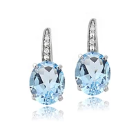 kofsac womens glamorous 925 sterling silver hoop earrings shiny crystal blue multi colour oval earring lady daily wear jewelry