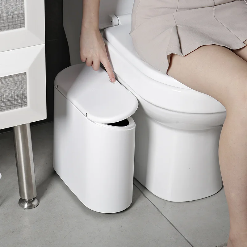 

Simple Household Push-type Narrow Trash Can Used In Bedrooms Bathrooms Toilets Garbage Bins Office Trash Cans Waterp Roof Trash