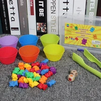 1 set of stacking cup montessori rainbow matching toys with counting bears baby early education educational toys