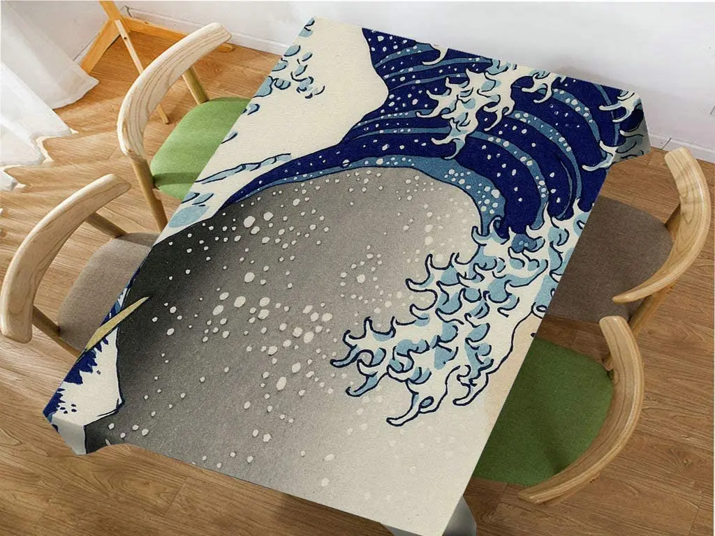 Декоративная прямоугольная скатерть от Ho Me Lili винтажная Hokusai The Great Wavefor для