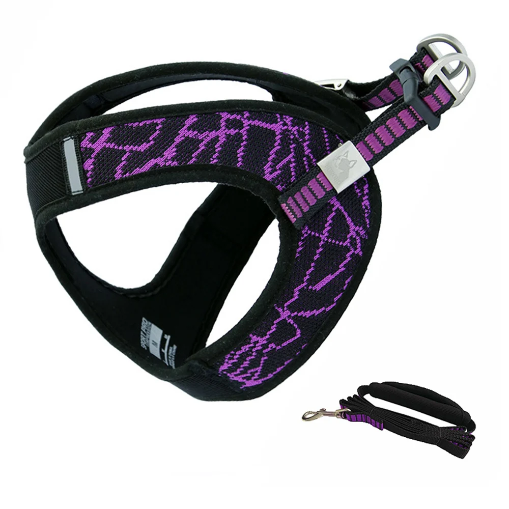 Purple vest and rope Urijk поводок для собак на открытом воздухе, светоотражающий устойчивый жилет, мягкий нагрудный жилет для кошек, собак, домашних животных, нагрудный ремень, поводок XS/S/M/L - Цвет: Purple vest and rope