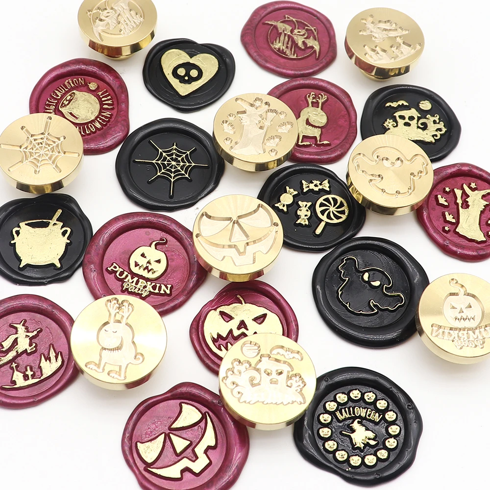 25 мм печать на Хэллоуин воск штамп кот череп летучая мышь тыква фотобумага для