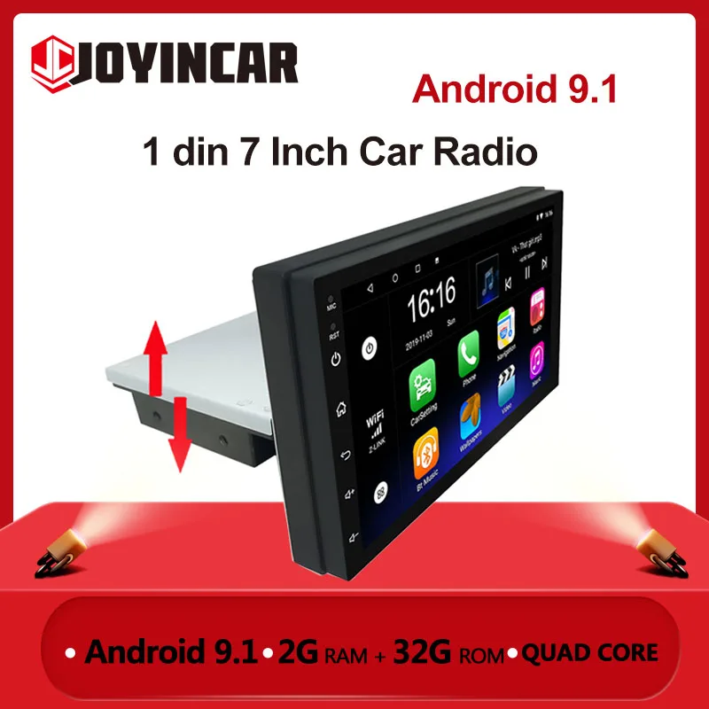 

1 DIN Adjustable Car Stereo Radio Android 9.1 7 Inch Contact Screen FM 1080P Quad-Core GPS Navigation MP5 Player 2G RAM 32G ROM