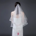 Новинка, простая короткая фата для невесты, двухслойная с гребнем, белая, цвета слоновой кости, свадебные аксессуары