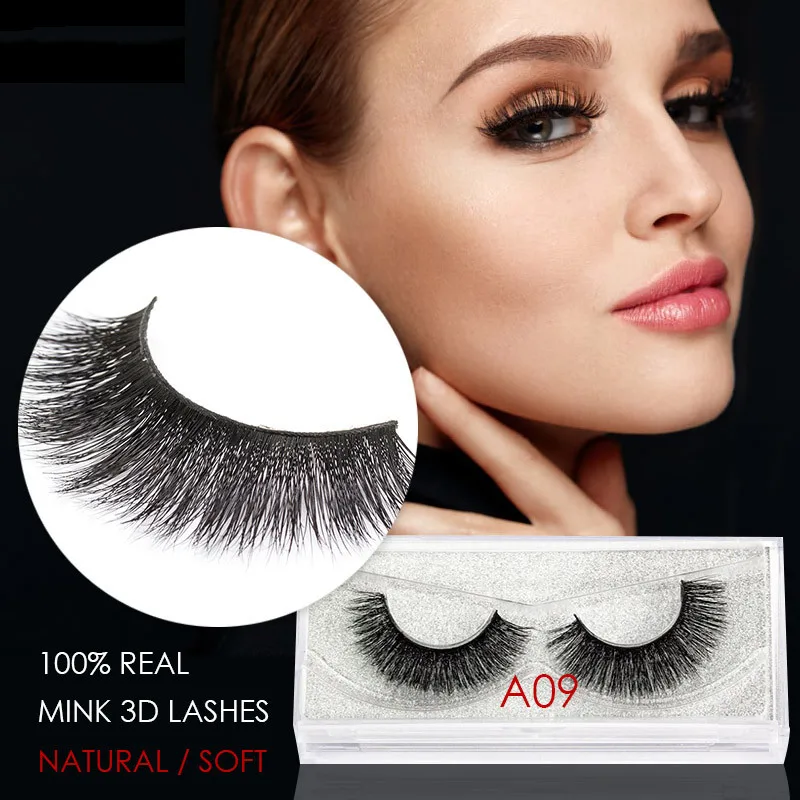 Genailish норковые ресницы 3D полоска норковых ресниц ручной работы натуральные накладные ресницы для Makeup-A09