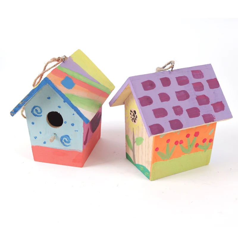DIY деревянные игрушки для дома птиц креативные окрашенные белые модели детской