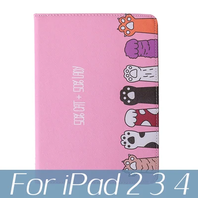 Для iPad 10,2 чехол для планшета тройной складной чехол для iPad 9,7 air 3 10,5 Pro 10,5 чехол с мультяшным котом - Цвет: C2 for ipad 2 3 4
