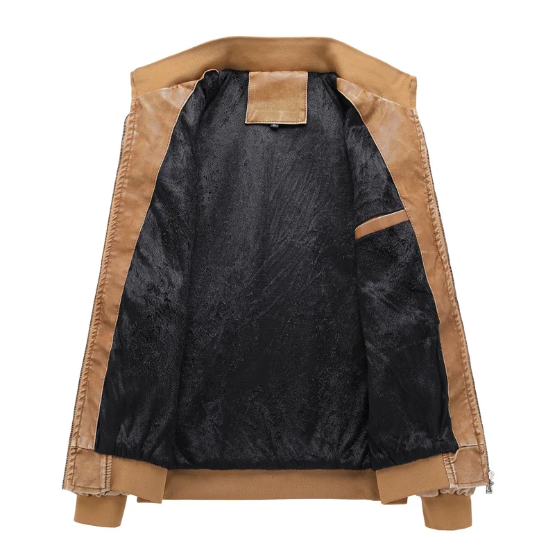 

New High Quality Overcoat Men's Street Windbreaker Coat Plush Men Leather Locomotive Fur Clothing PU Embroidery Casual Jacket