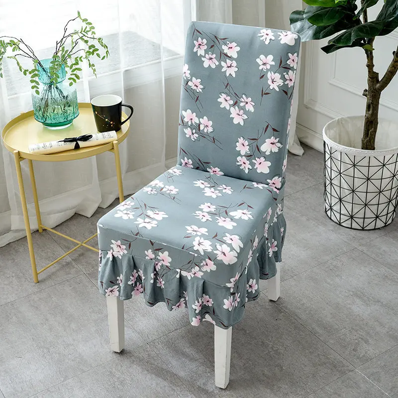 

Floral Ruffled Dining Chair Covers Banquet Wedding Seat Chair Case Anti-dirty Chair Cover Modern Decorative Slipcover Coprisedie
