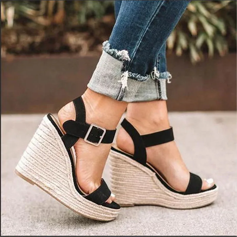 

Women Shoes Platform Sandals Women Peep Toe High Wedges Heel Ankle Buckles Sandalia Espadrilles Female Sandals Shoes