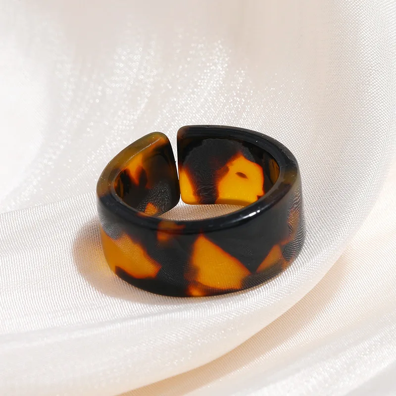 

2021 New Fashion Colorful Transparent Open Marble Pattern Acrylic Ring Resin Tortoise Rings for Women Girls Jewelry Accessories