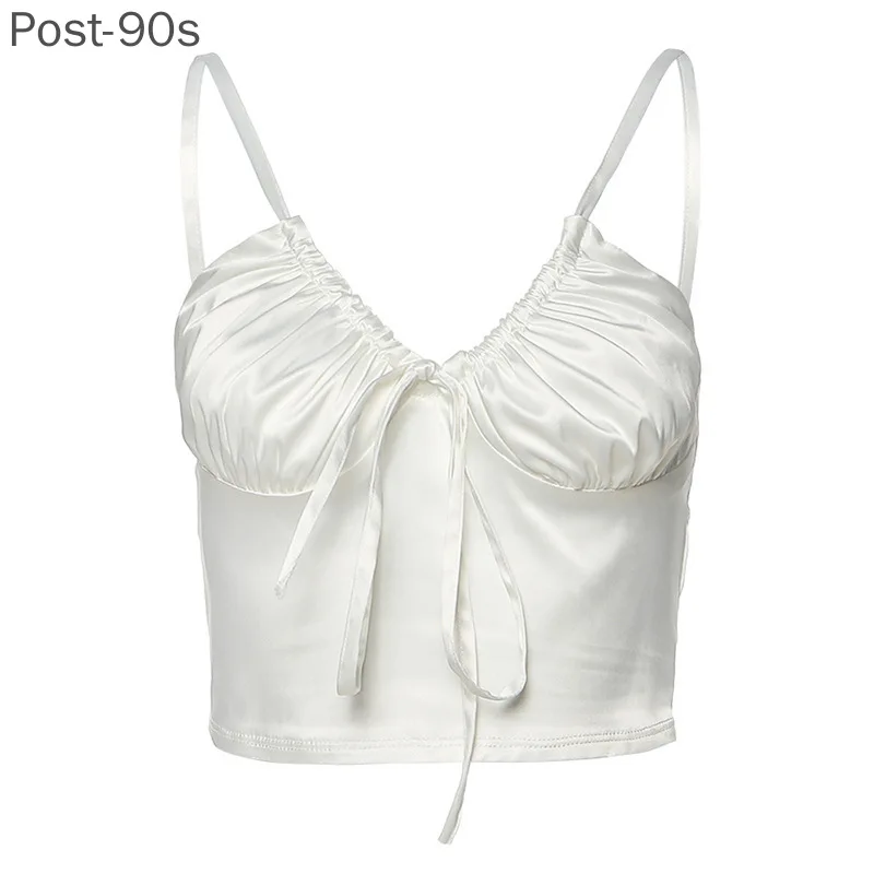 

Women sexy v-neck camisole silky soft fabric crop tops girl slim party club sling tank tops female Harajuku 2021 summer new