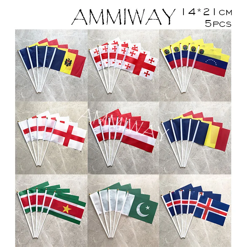 AMMIWAY 14x21 см 5 шт. ручной флаги из Ирана Великобритании арабских стран Сингапур