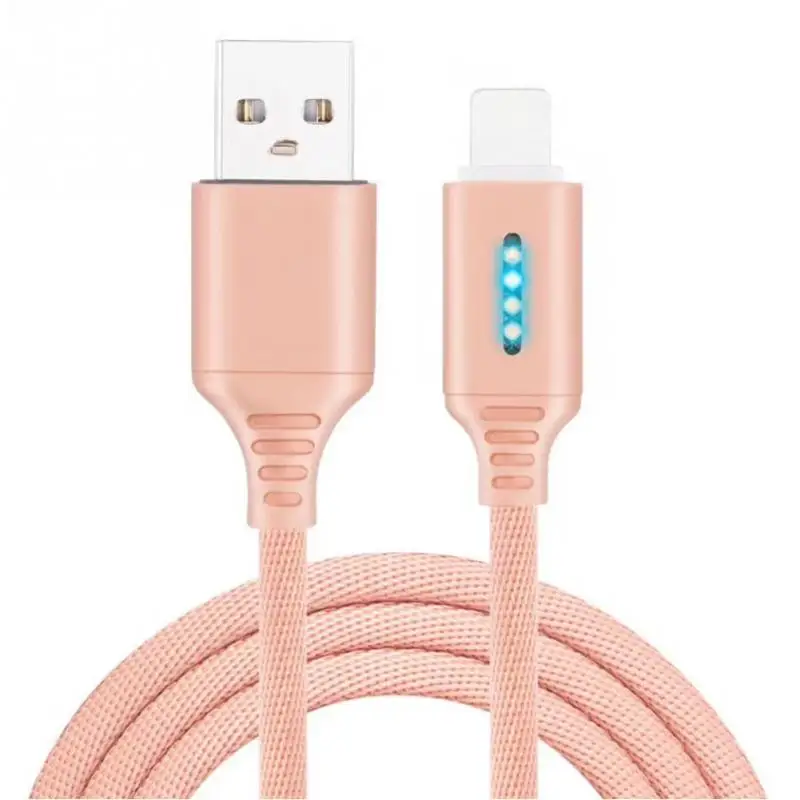 Pink For Iphone Нейлоновый зарядный кабель Micro USB быстрая зарядка с мигающим светом дисплей type-C Android телефон быстрое зарядное устройство Шнур для iPhone 1 м - Цвет: Pink For Iphone