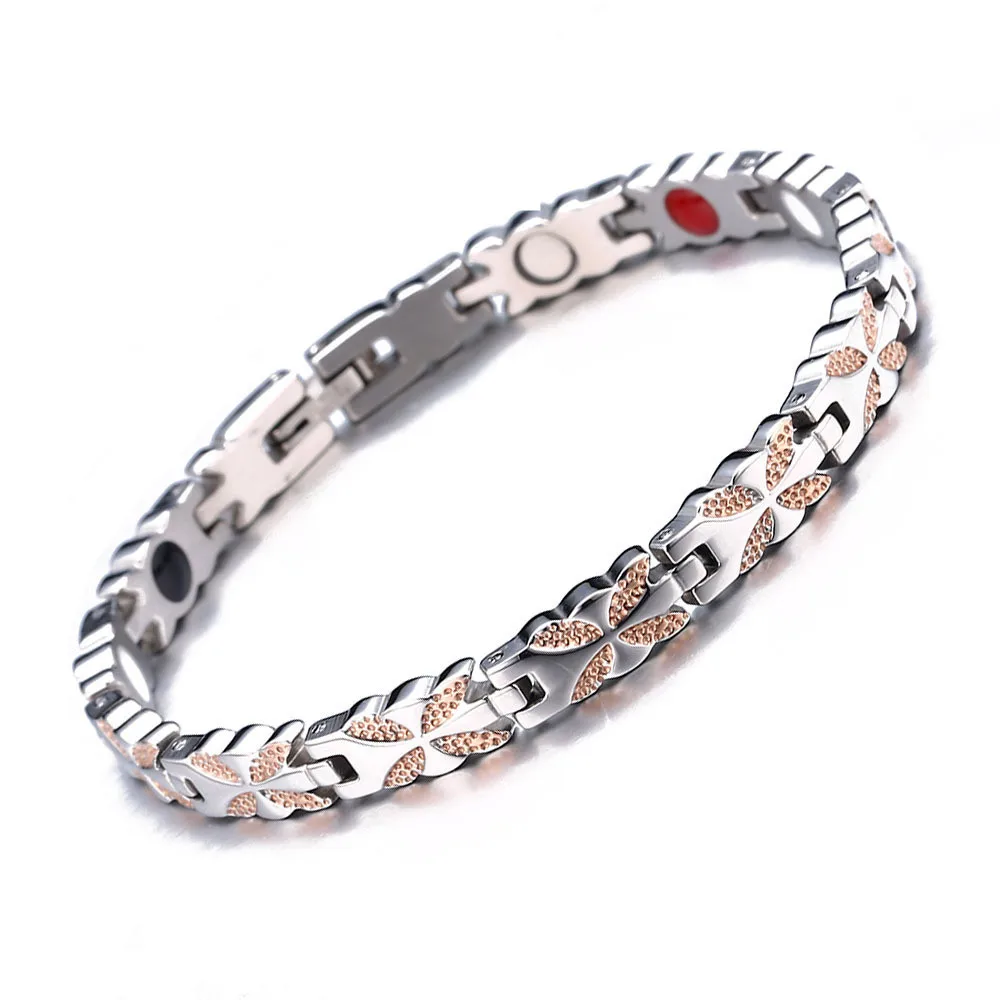 Новый браслет из нержавеющей стали для женщин и мужчин магнитный с зернистой