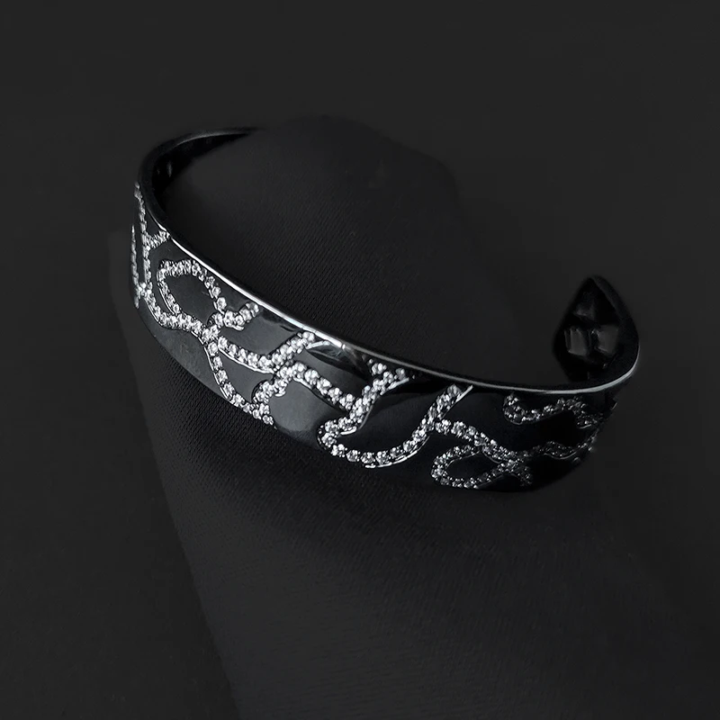 

Bracelet ouvert en argent Sterling S925, bijoux de luxe, Style vague deau, Camouflage, lumire du vent la mode