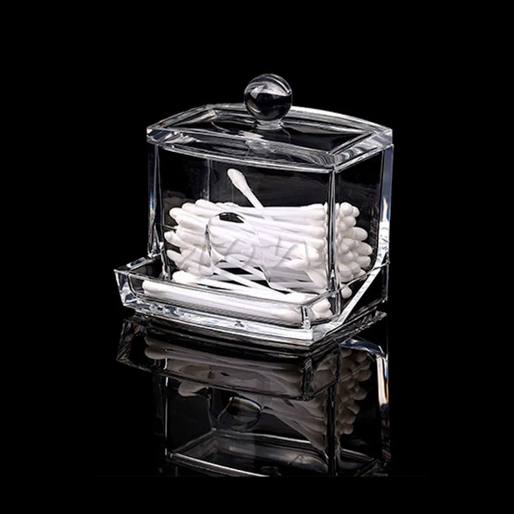 

New HF Clear Acrylic Q-tip Holder Cotton Swabs Stick Box Cosmetic Makeup Storage