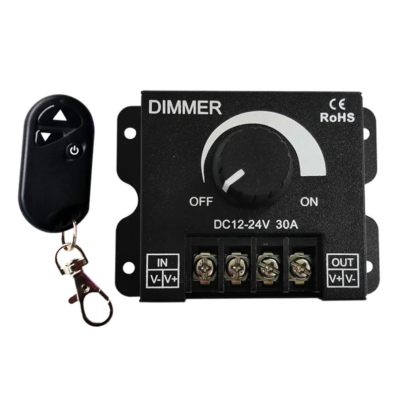 RF светодиодный бесступенчатый диммер DC 12V 24V 30A 720W с пультом дистанционного