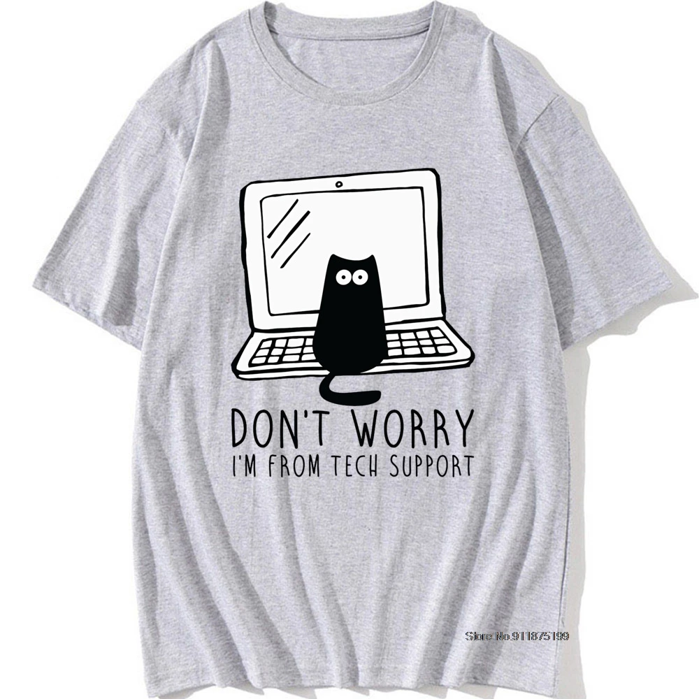 

Computer Programs Cat Vintage T-Shirt Tech Support 3D Funny Cats Tshirt Latest Cotton Tshirts Cat Software Programming Men