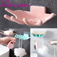 hand shaped punch free suction cup wall hanging kitchen bathroom drain soap box holder