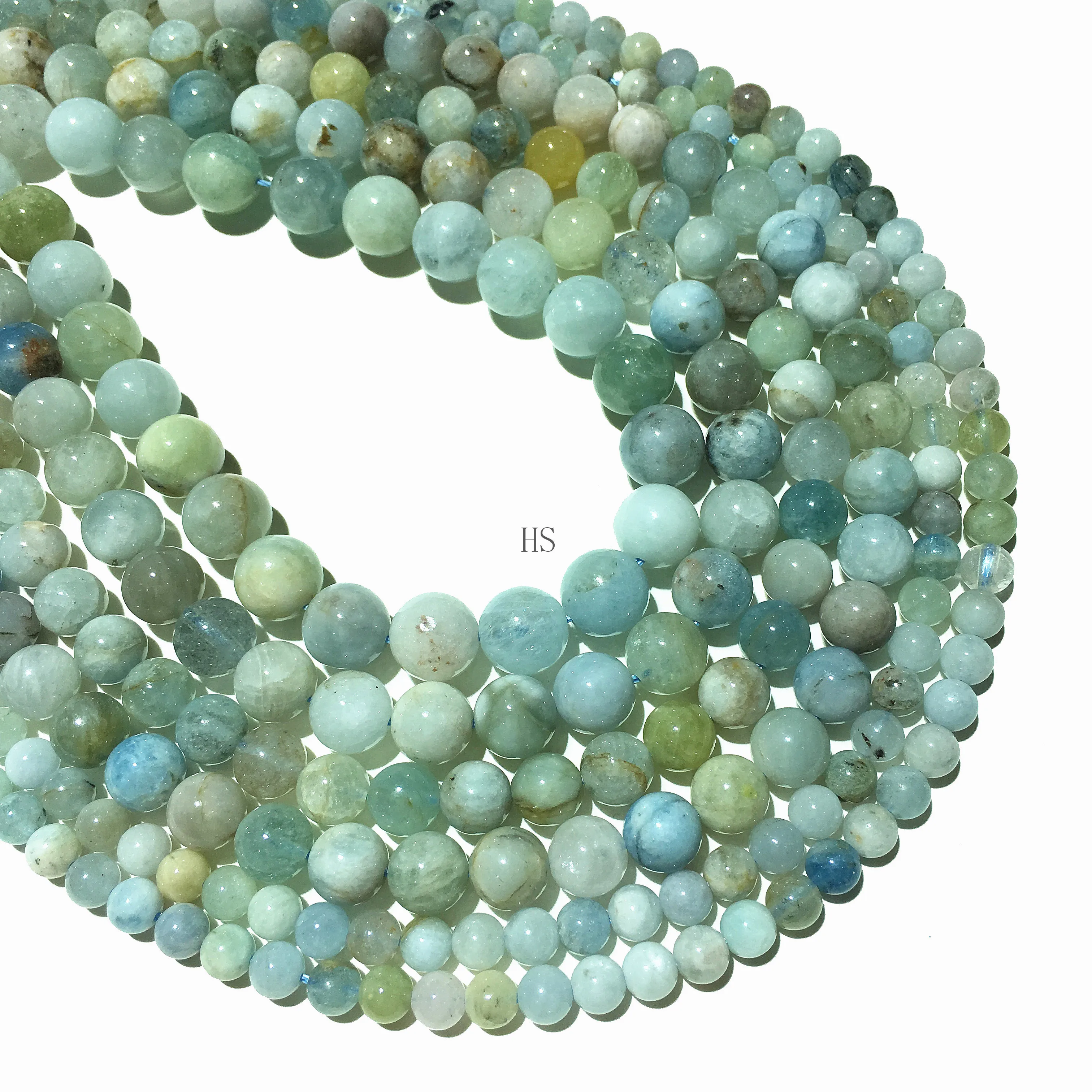Круглые бусины из натурального камня аквамарина незакрепленные 6 мм 8 10 для