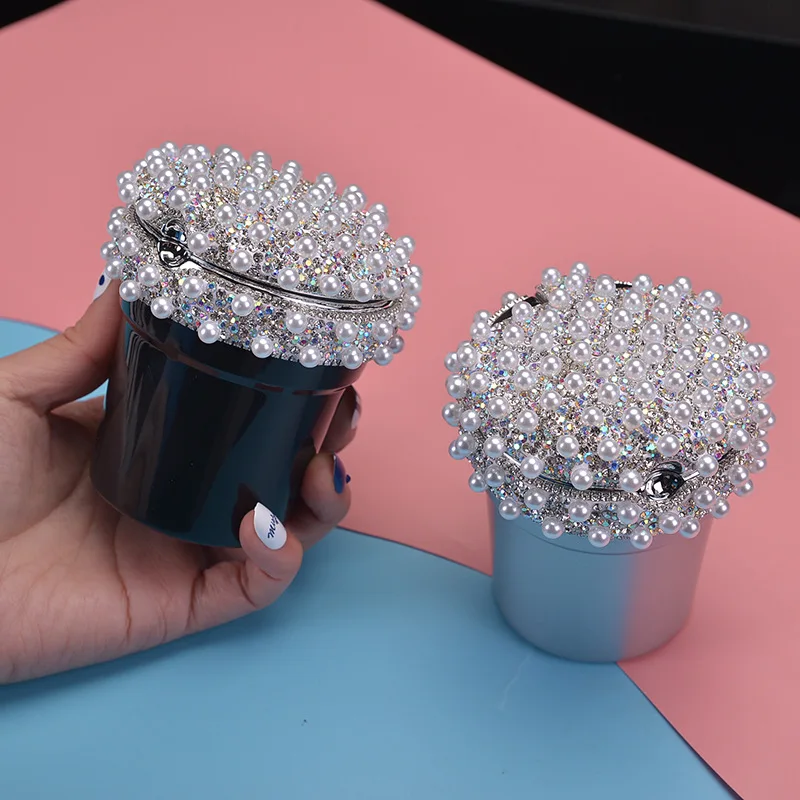

LED Lights Car Ashtray Diamond Inlaid Pearl Ms. Car Ashtray Ashtray Ashtray Automotive Supplies Pearl