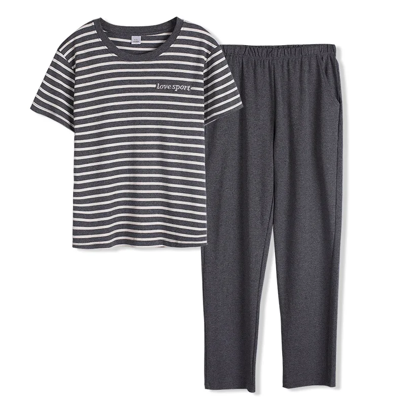 New Summer Pajamas Women's Cotton Round Neck Pullover Short Sleeve Trousers Nightwear Home Wear Suit Sleepwear Cotton Pajama Set