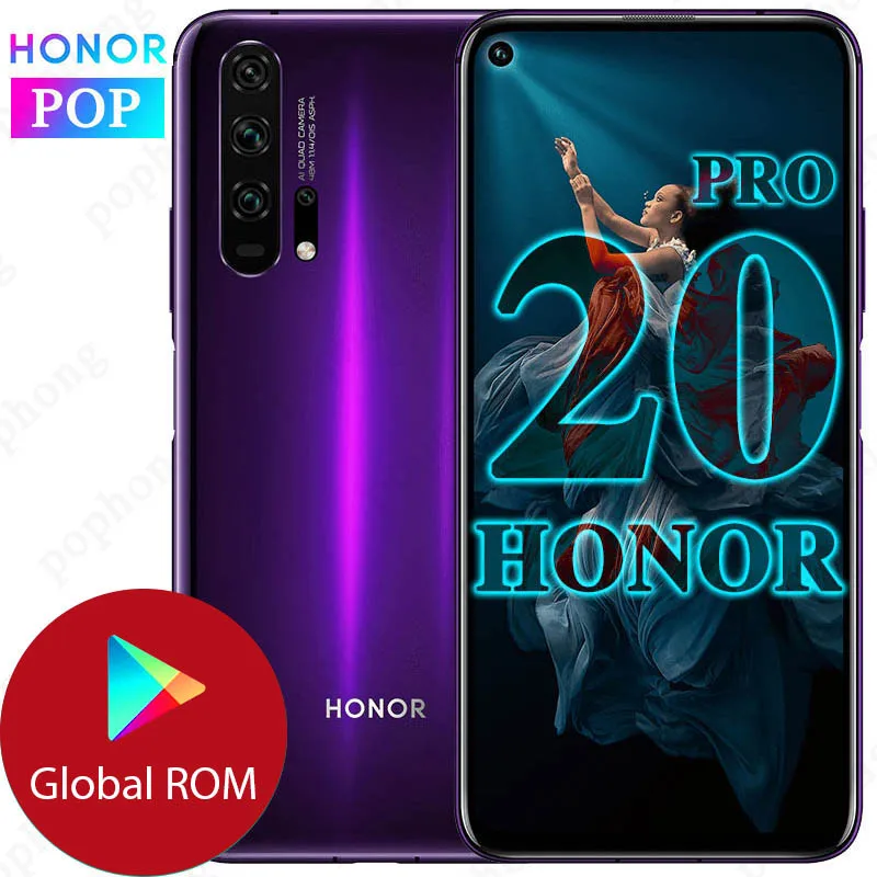 Глобальная прошивка поддержка HONOR 20 Pro мобильный телефон 6 26 дюймов Kirin 980 Octa Core