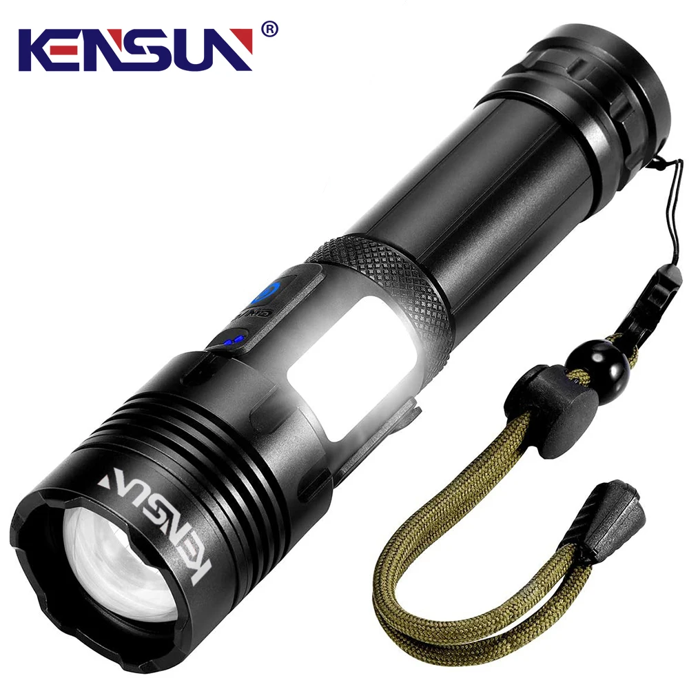

XHP90 +COB Side Light Super Bright Flashlight 4500 Lumens 7 Modes IPX67 Waterproof Powerful USB Rechargeable Torch