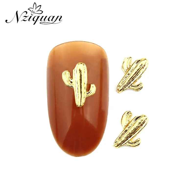 

Limited time buy NIZIQUAN 20pcs/bag golden cactus nail art decoration stickers 3D nail charm alloy jewelry art nails