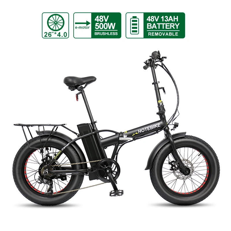 Günstig HOTEBIKE Elektrische Fett Bike Falten Elektro-bike 7 Geschwindigkeit 48v 500w Mini E-bikes Mit 48v 10ah Batterie (A7AM20)